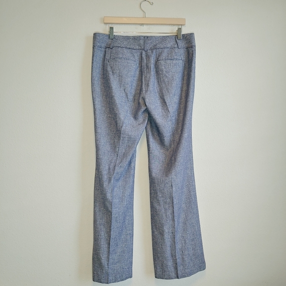 LOFT Blue Marisa Trousers Wide-Leg Linen Blend - Picture 9 of 11